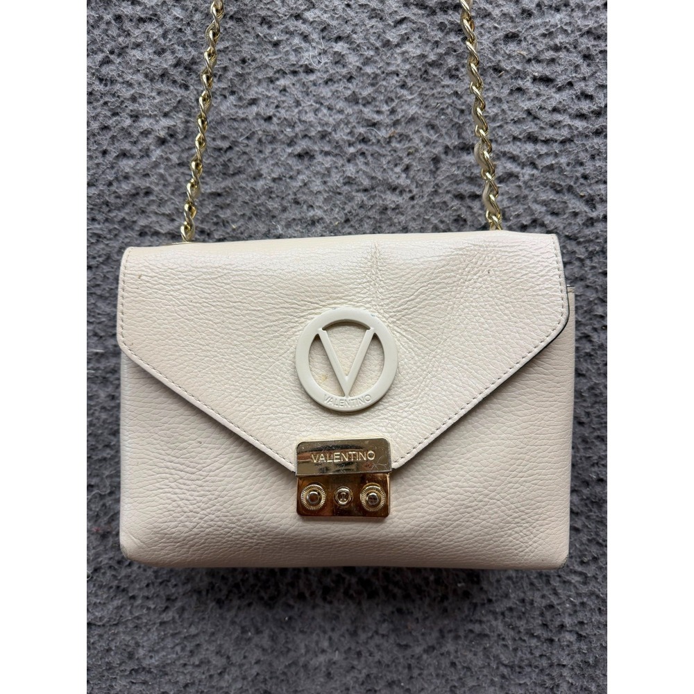 Mario Valentino Women's Isabelle Leather Chain Strap Crossbody Bag Off-White